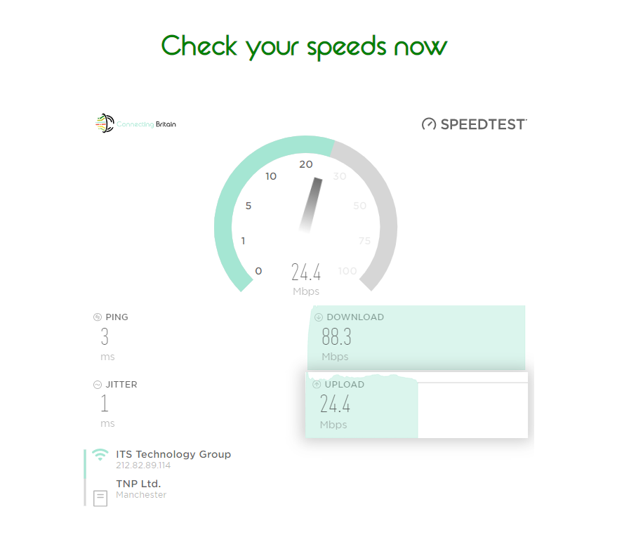 running the Connecting Britain broadband speed test